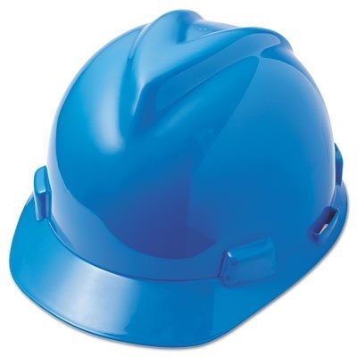 MSA V-Gard 4 Point Ratchet Suspension Hard Hat Fas-Trac Suspension, Blue - Case of 10